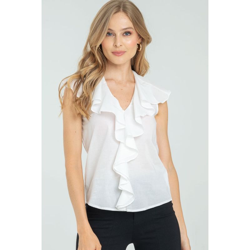 RAGGED - Blusa waterfall Blanco crudo Ragged