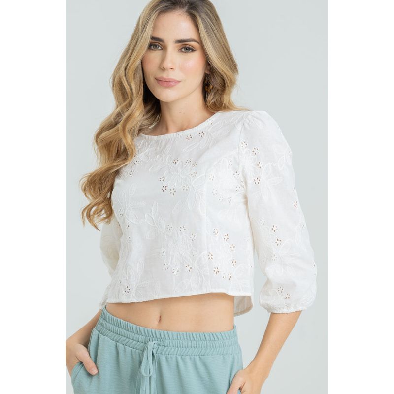 RAGGED - Blusa ojalillo maca Blanco crudo Ragged