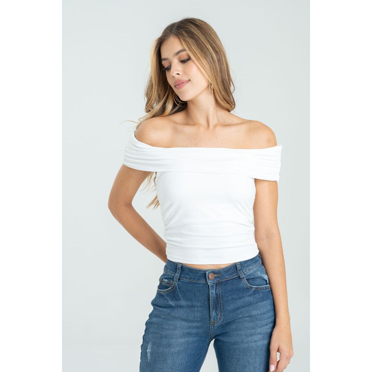 RAGGED - Top hombros descubiertos Blanco crudo Ragged