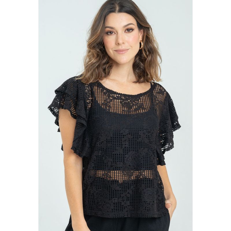 RAGGED - Blusa vermont Negro Ragged