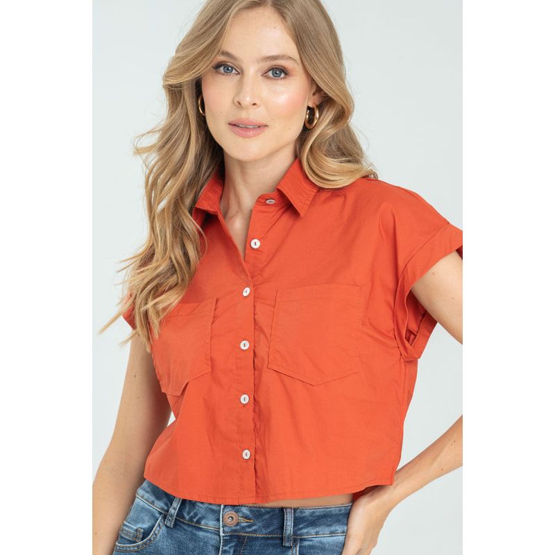 RAGGED - Camisa crop glace Cobre Ragged
