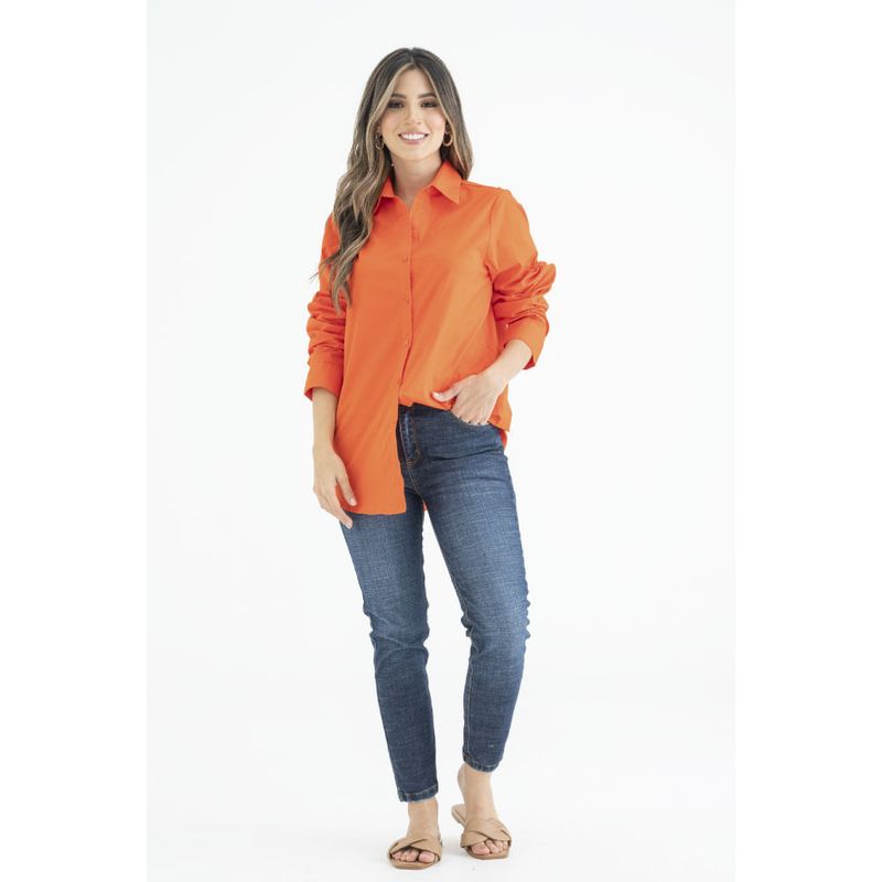 RAGGED - Camisa boyfriend popelina Naranja Ragged