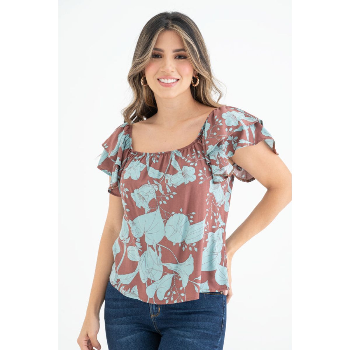 RAGGED - Blusa style Cafe medio Ragged