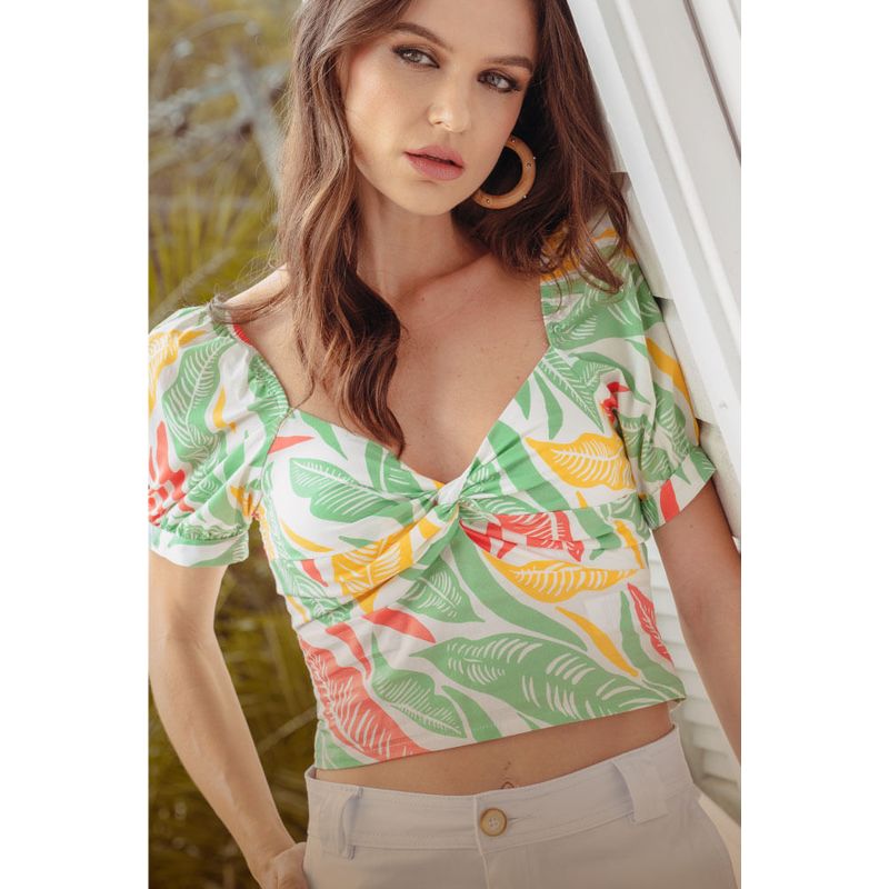 RAGGED - Blusa tropical Blanco crudo Ragged