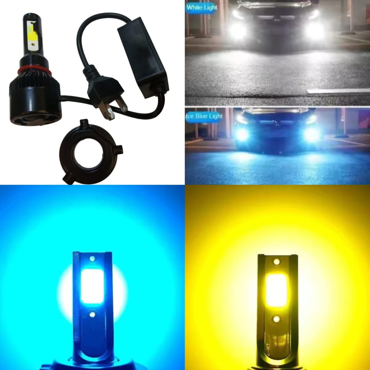 UNIVERSAL - Bombillo LED H4 Multicolor azul blanco amarillo strober moto