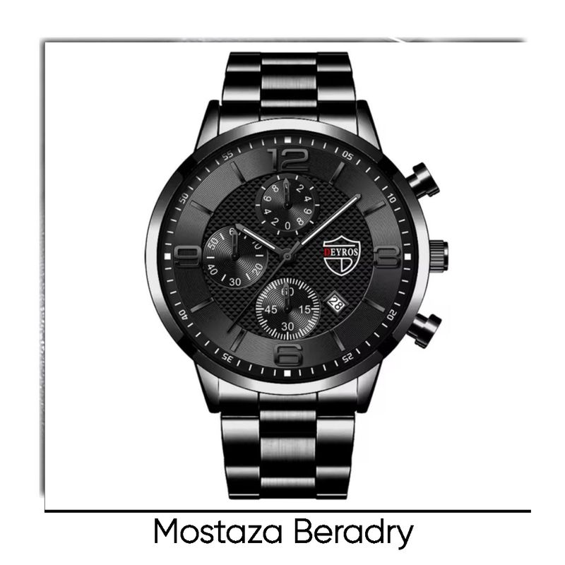 GENERICO - RELOJ DEYRUS HOMBRE DE CUARZO PULCERA NEGRO  ACERO  DEPORTIVO ELEGANTE