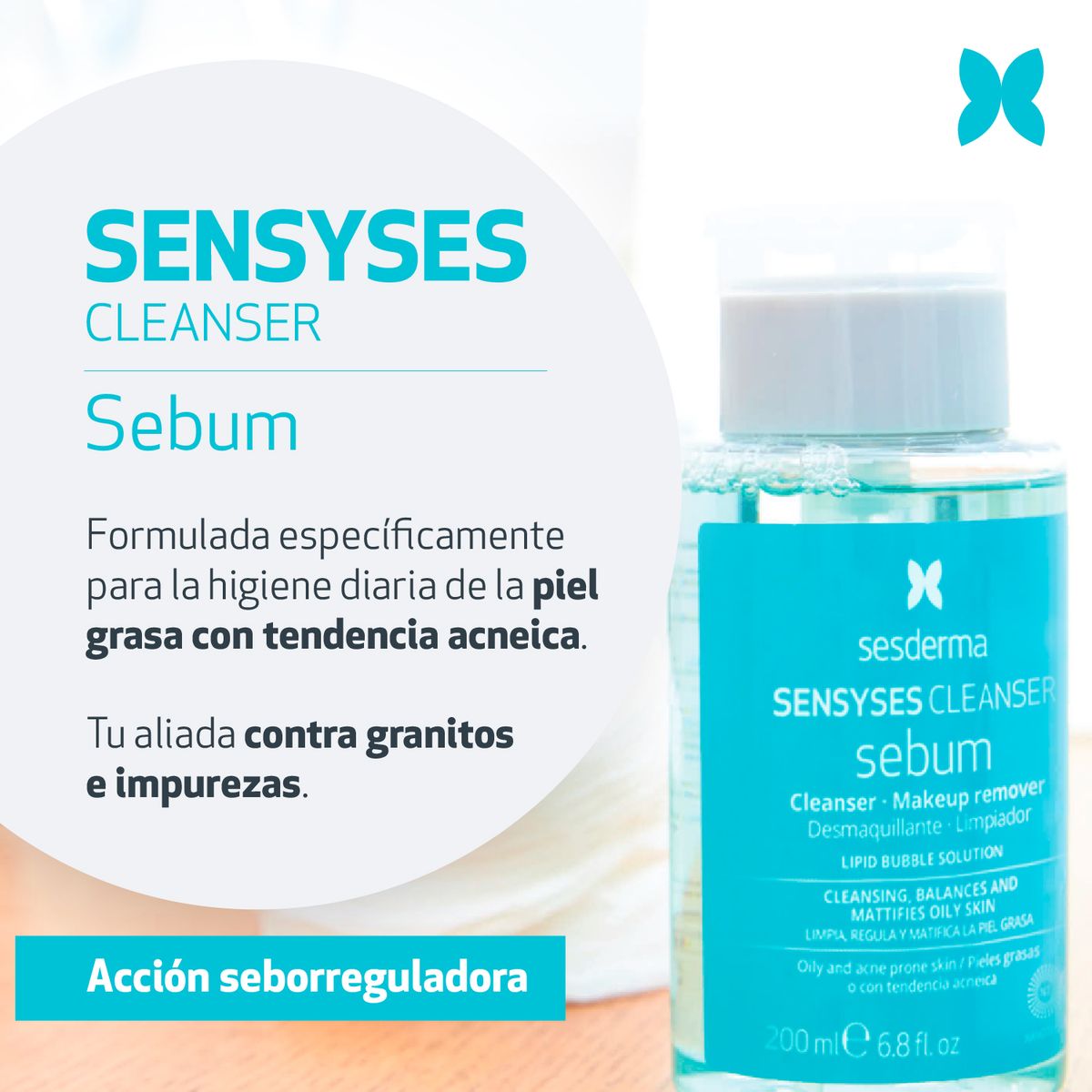 SESDERMA - Limpiador Sensyses Cleanser Sebum Sesderma para Piel Grasa 200 ml