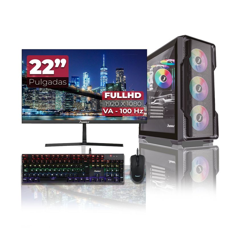 JANUS - Computador Gamer AMD Ryzen 5 8500G RAM 16GB RGB SSD 1TB Monitor 22 Pulgadas 100Hz