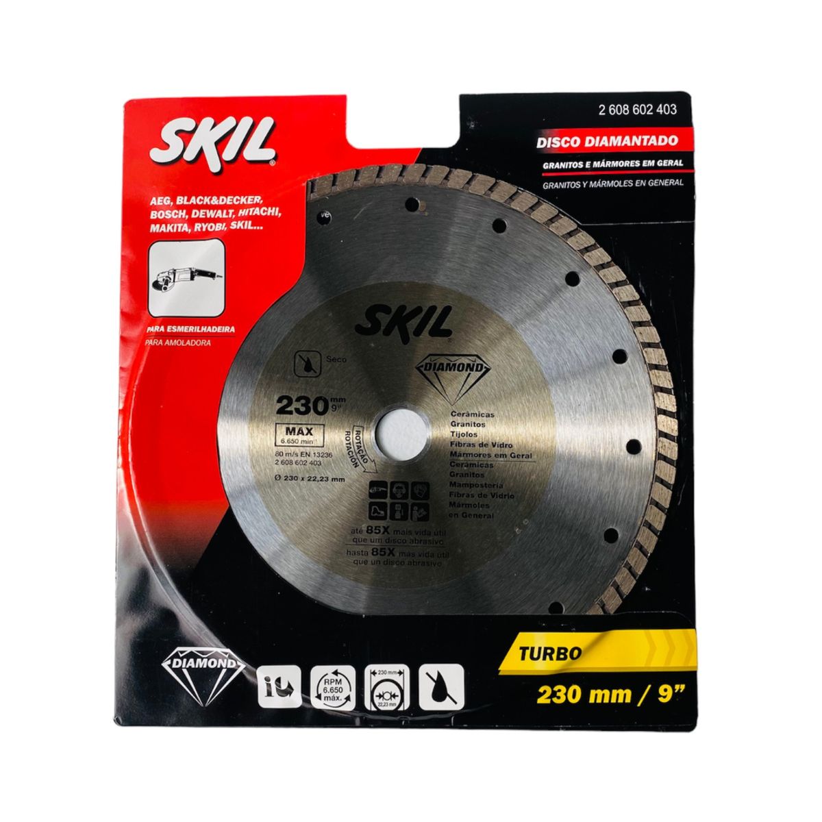 SKIL - Disco Diamantado Skil 9 Pulgada 230 x 22,23 mm Turbo