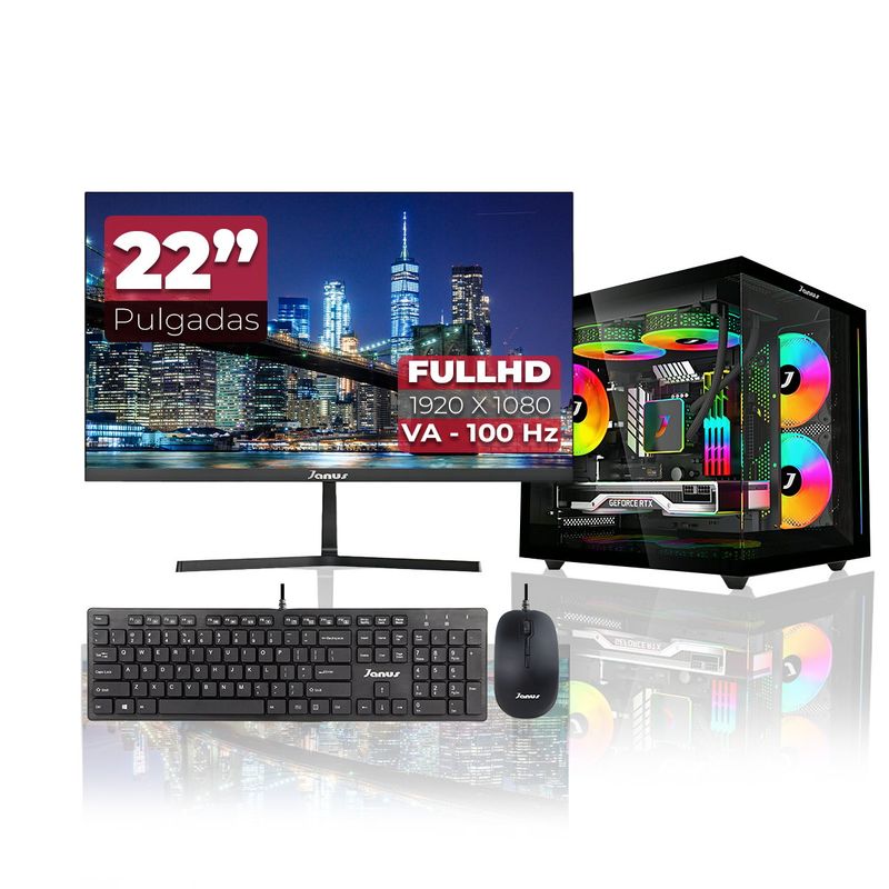 JANUS - Computador Gamer AMD Ryzen 5 5600GT RAM 16GB SSD 512GB Monitor 22 Pulgadas 100Hz