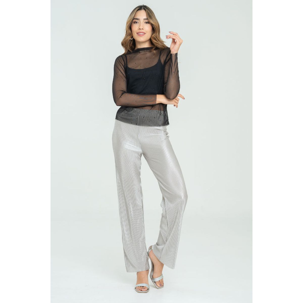 RAGGED - Pantalon plisado Plateado Ragged.