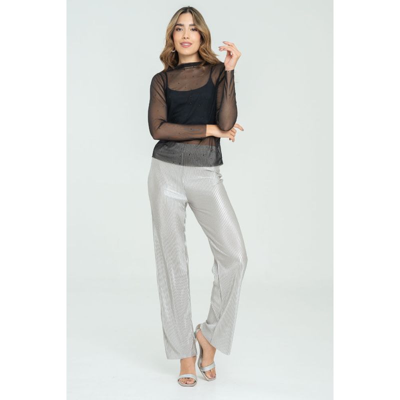 RAGGED - Pantalon plisado Plateado Ragged