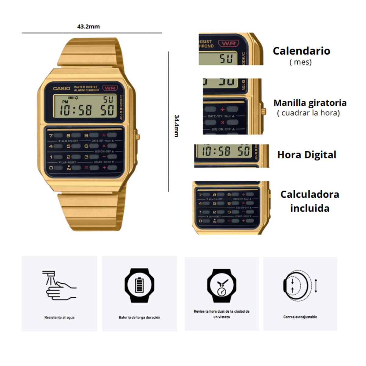 CASIO - Reloj Casio CA-500WEG-1A Estilo Vintage