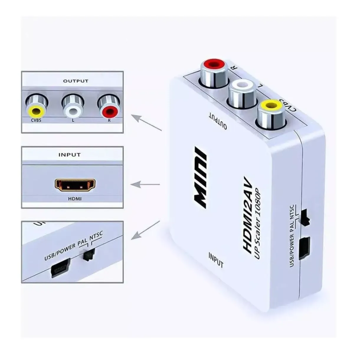 GENERICO - Caja Convertidor Mini HDMI AV Output Input