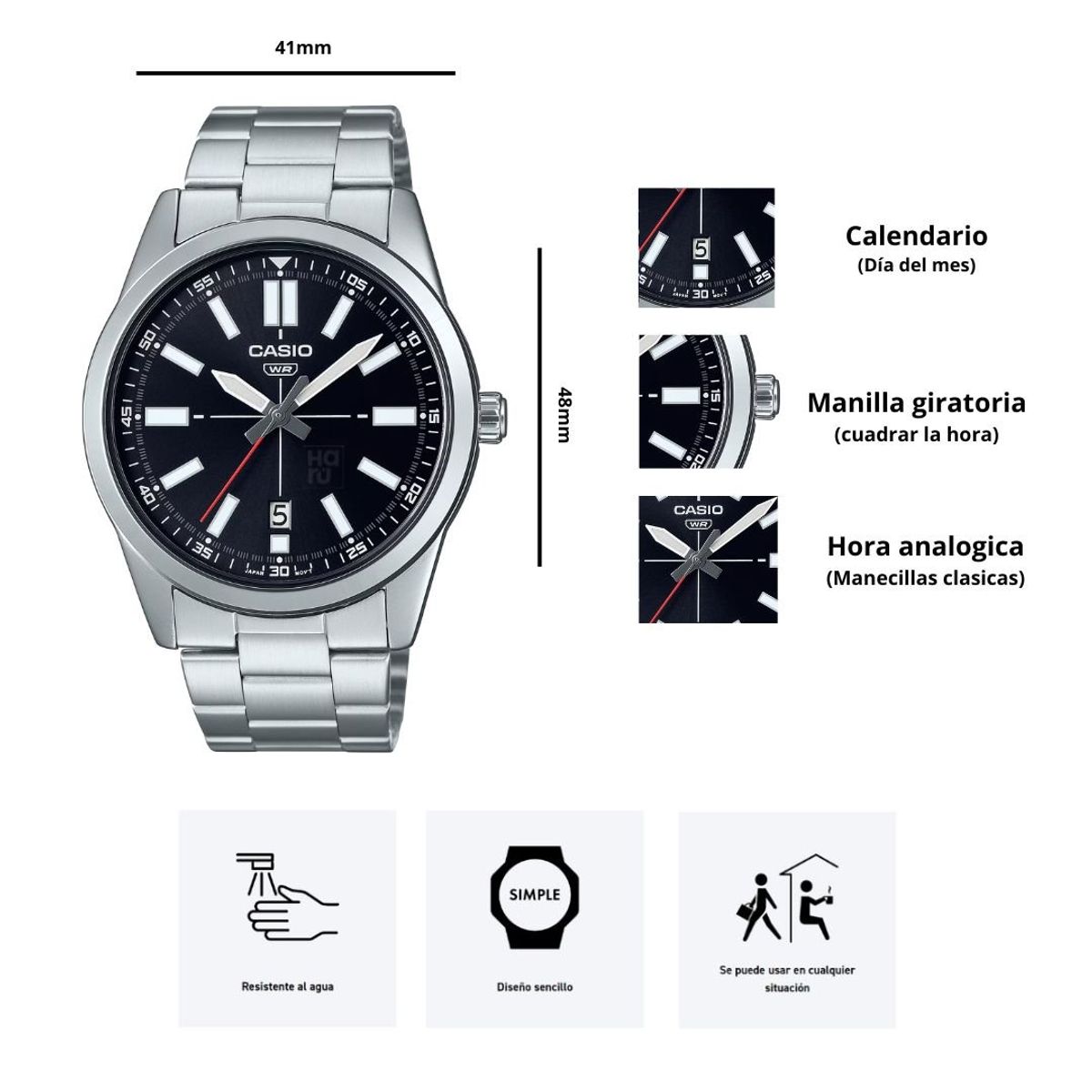 CASIO - Reloj Casio Modelo MTP-VD02D-1E Diseño Elegante