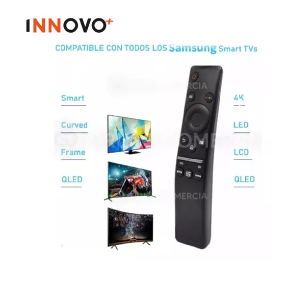INNOVA - Control Remoto Curvo Compatible Con Samsung Smart Tv Boton Netflix