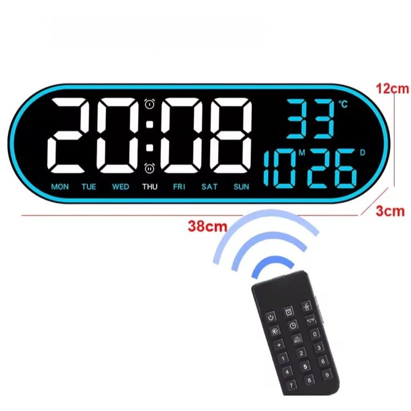 GENERICO - Reloj Inteligente Digital De Pared Grande Luz Led Control Remoto