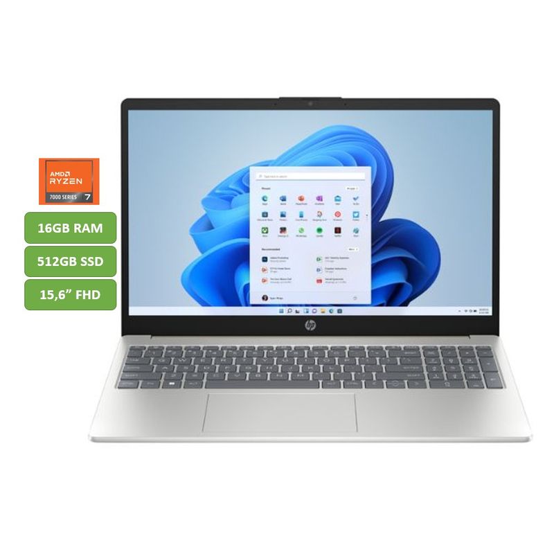 HP - PORTATIL HP - RYZEN 7 7730U - 16GB RAM - 512GB SSD - 15,6" FHD - MOD: 15-FC0012LA  - COMPUTADOR