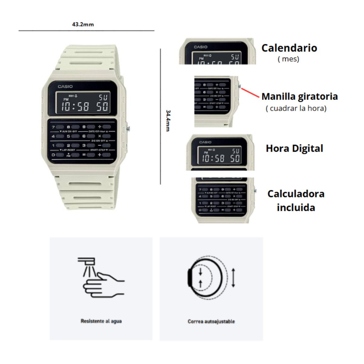 CASIO - Reloj Casio CA-53WF-8B Estilo Vintage