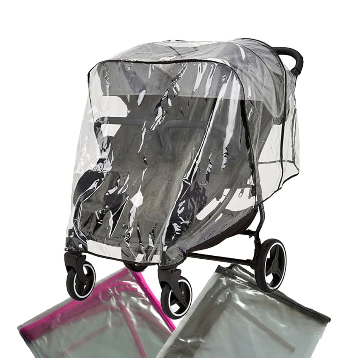 BOOGY - Forro Coche Gemelar Paralelo Protector De Lluvia Bebe Rosado