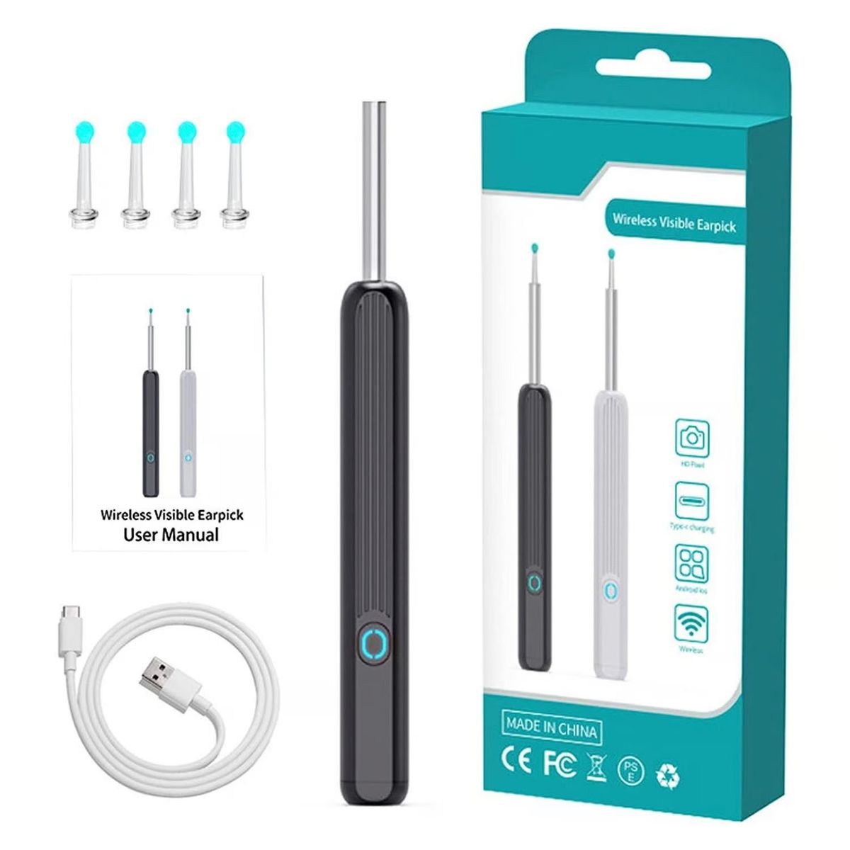 GENERICO - Limpiador De Oidos Con Camara Recargable Usb