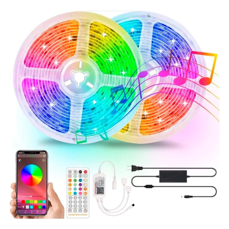 XALTA - Cinta Tira Luces Led Rgb Bluetooth 10 Metros Control Remoto