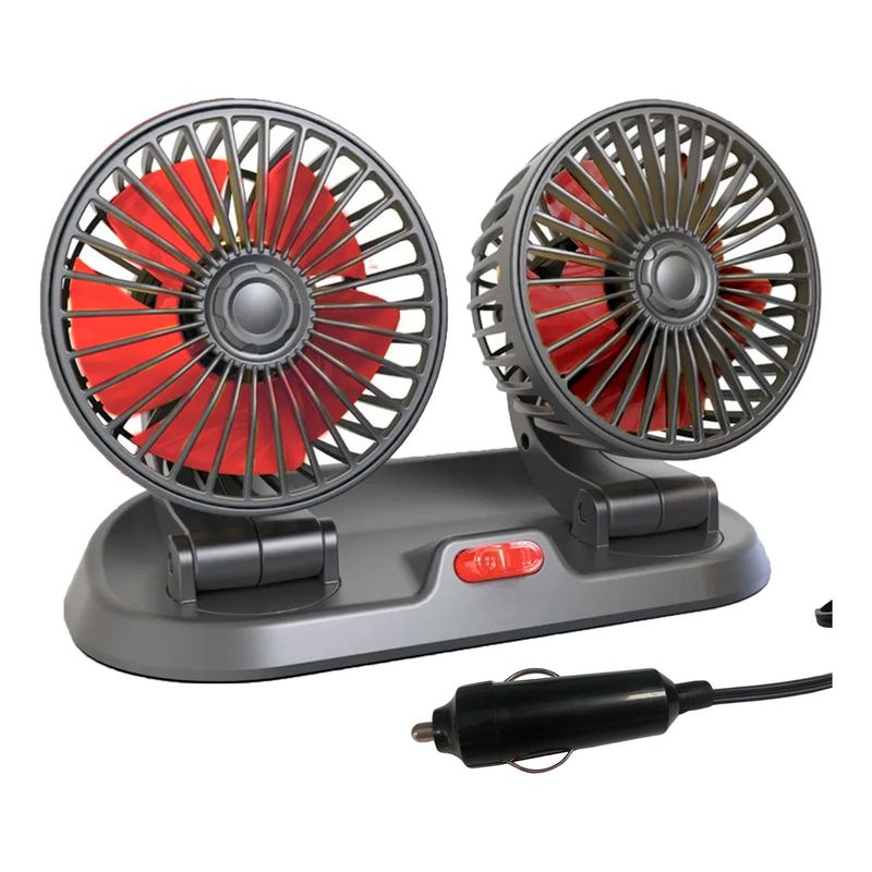XALTA - Ventilador Para Carro Doble Cabezal Ajustable De 360 Con 12v
