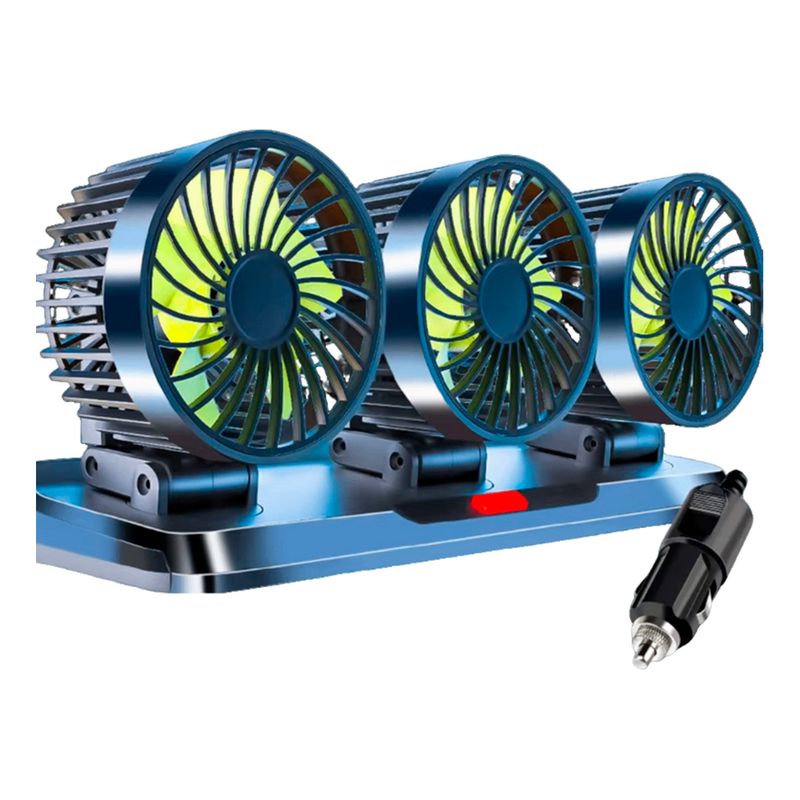 XALTA - Ventilador 3 Cabezales Para Carro Ajustables Cigarrera - 12v