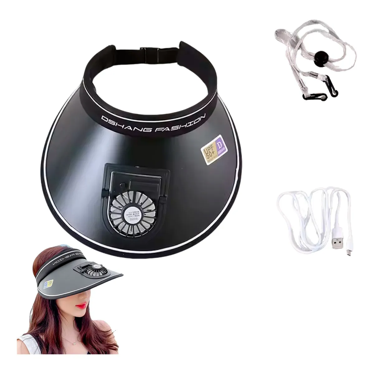 XALTA - Sombrero Gorra Visera Para El Sol Con Ventilador Recargable N