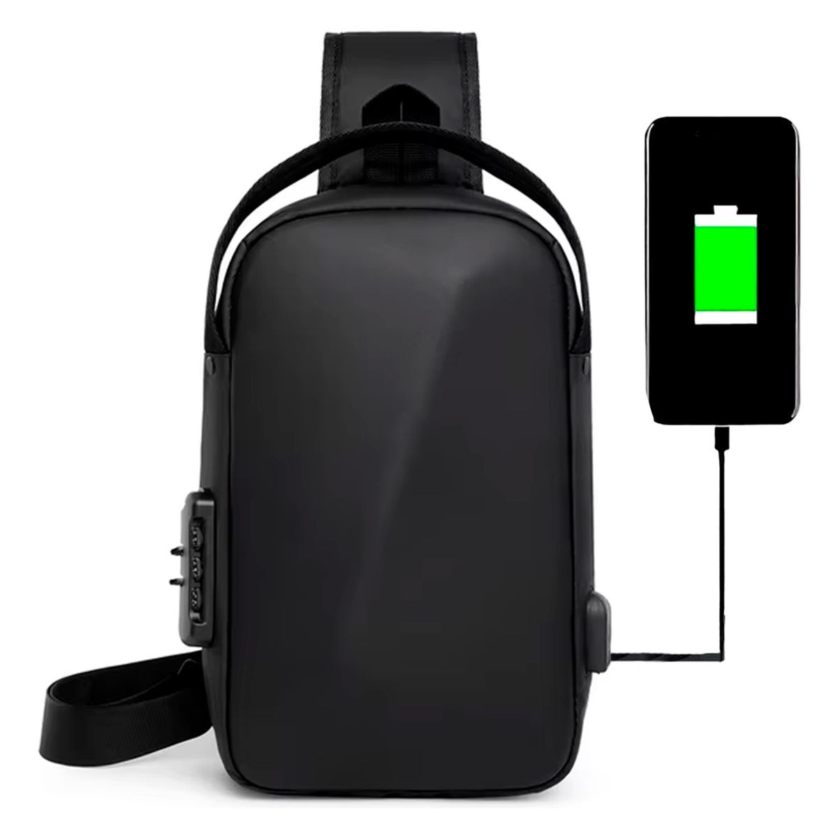 XALTA - Bolso Morral De Seguridad Antirrobo Impermeable Y Puerto Usb Negro