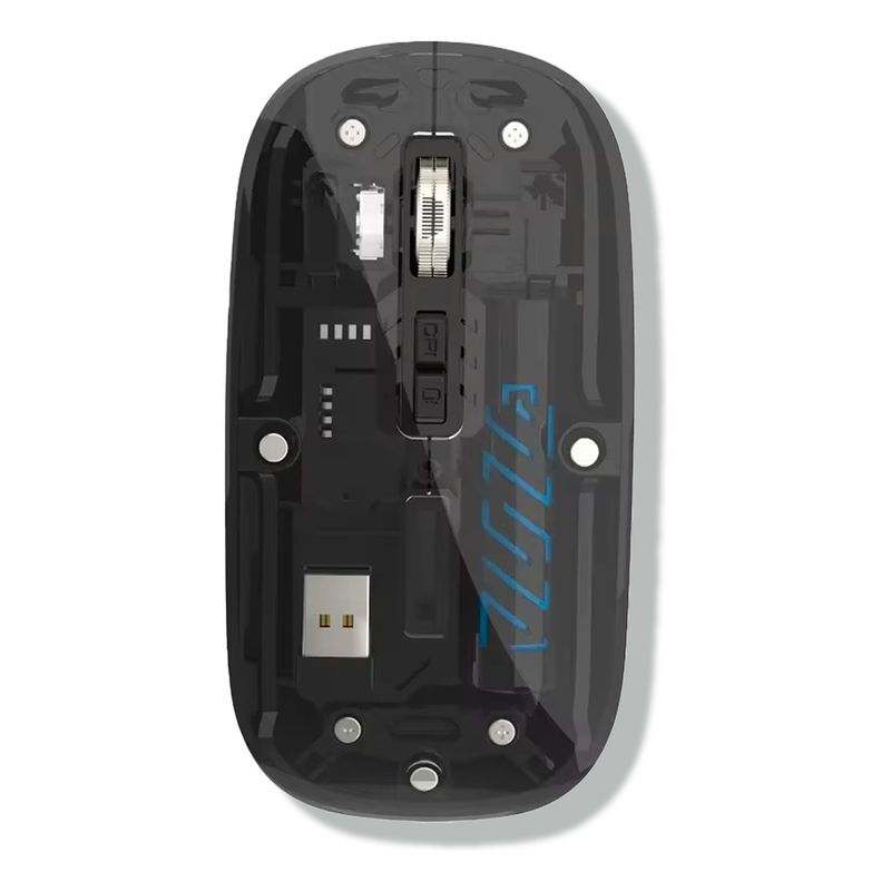 XALTA - Mouse Transparente Bluetooth O Usb Para Pc Celular Y Tablet Negro
