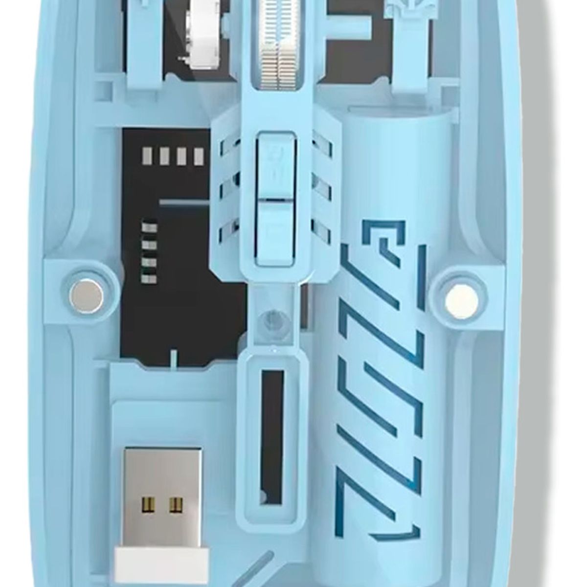 XALTA - Mouse Transparente Bluetooth O Usb Para Pc Celular Y Tablet Azul