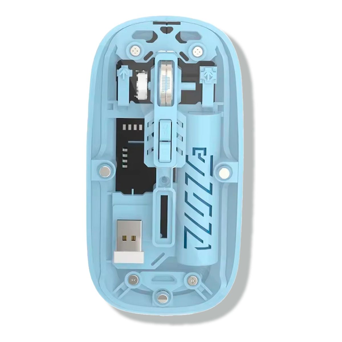 XALTA - Mouse Transparente Bluetooth O Usb Para Pc Celular Y Tablet Azul