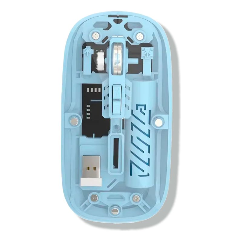 XALTA - Mouse Transparente Bluetooth O Usb Para Pc Celular Y Tablet Azul