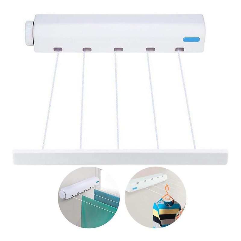 XALTA - Tendedero Retractil Para Ropa De 5 Lineas Ajustable 37 Mts