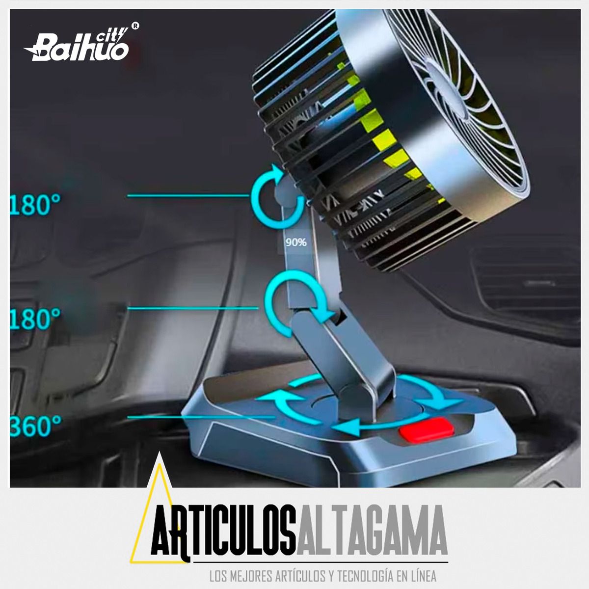 XALTA - Ventilador Potente Para Carro Cigarrera 12v Altura Ajustable