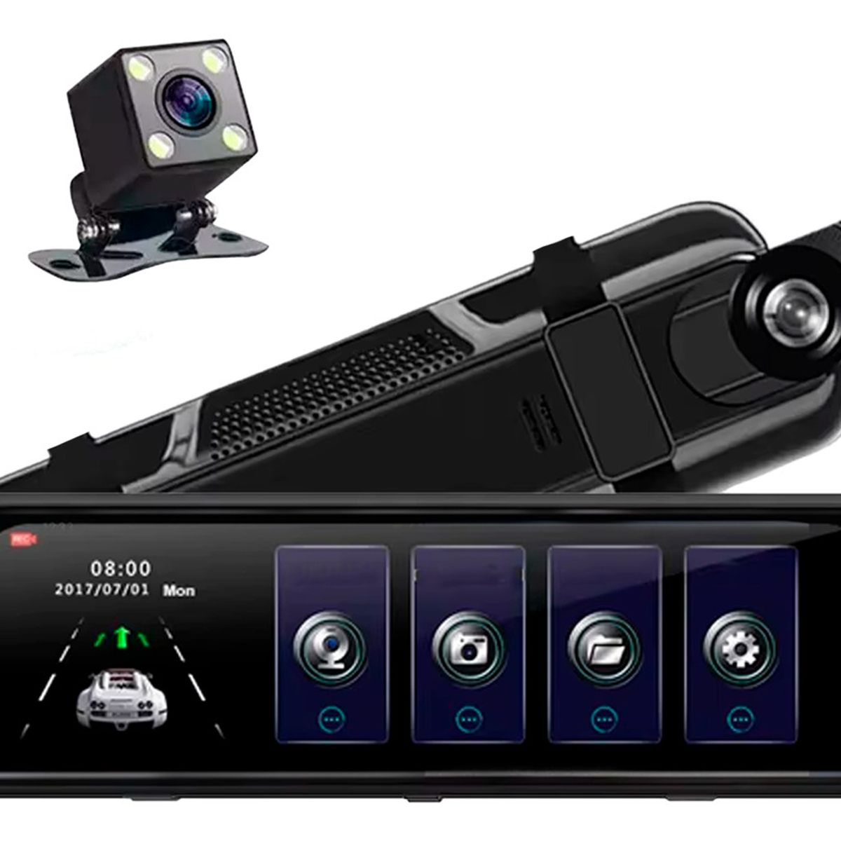 XALTA - Espejo Retrovisor Pantalla Con Cámara Dual Frontal Y Reversa