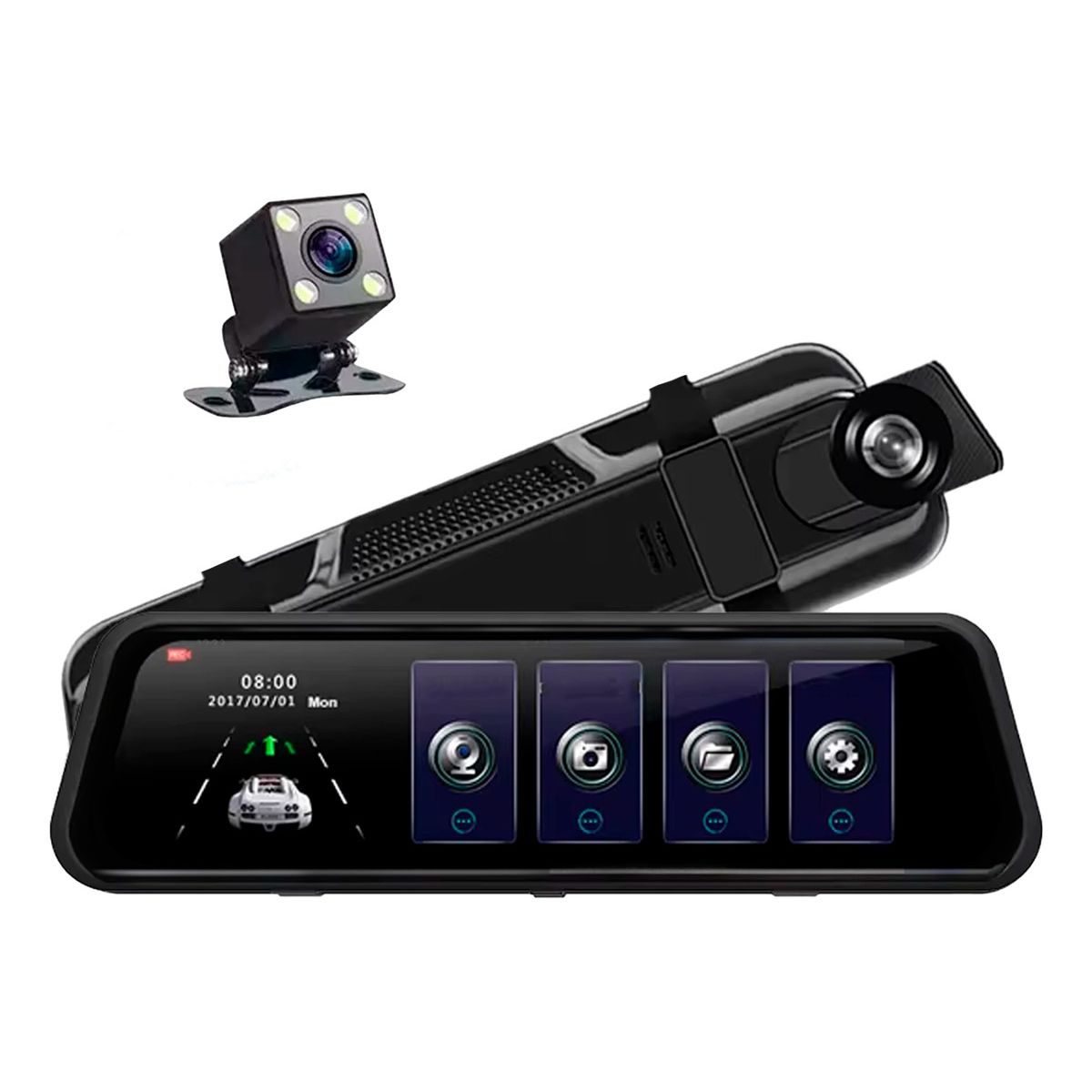 XALTA - Espejo Retrovisor Pantalla Con Cámara Dual Frontal Y Reversa