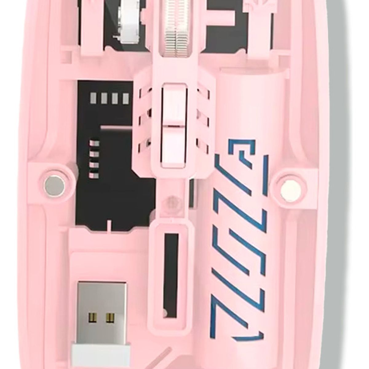 XALTA - Mouse Transparente Bluetooth O Usb Para Pc Celular Y Tablet Rosa