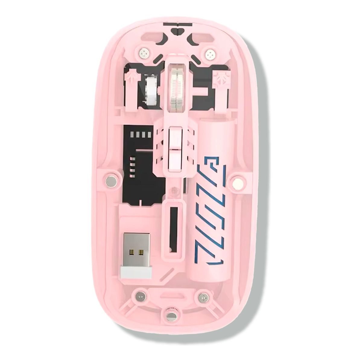 XALTA - Mouse Transparente Bluetooth O Usb Para Pc Celular Y Tablet Rosa