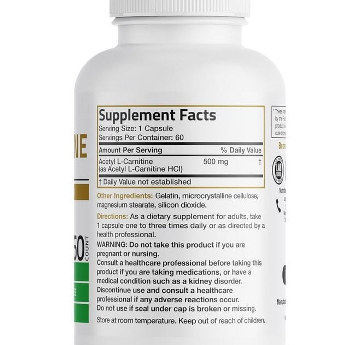 GENERICO - Acetil-l Carnitina 500 Mg 100 Cápsulas Vegeta