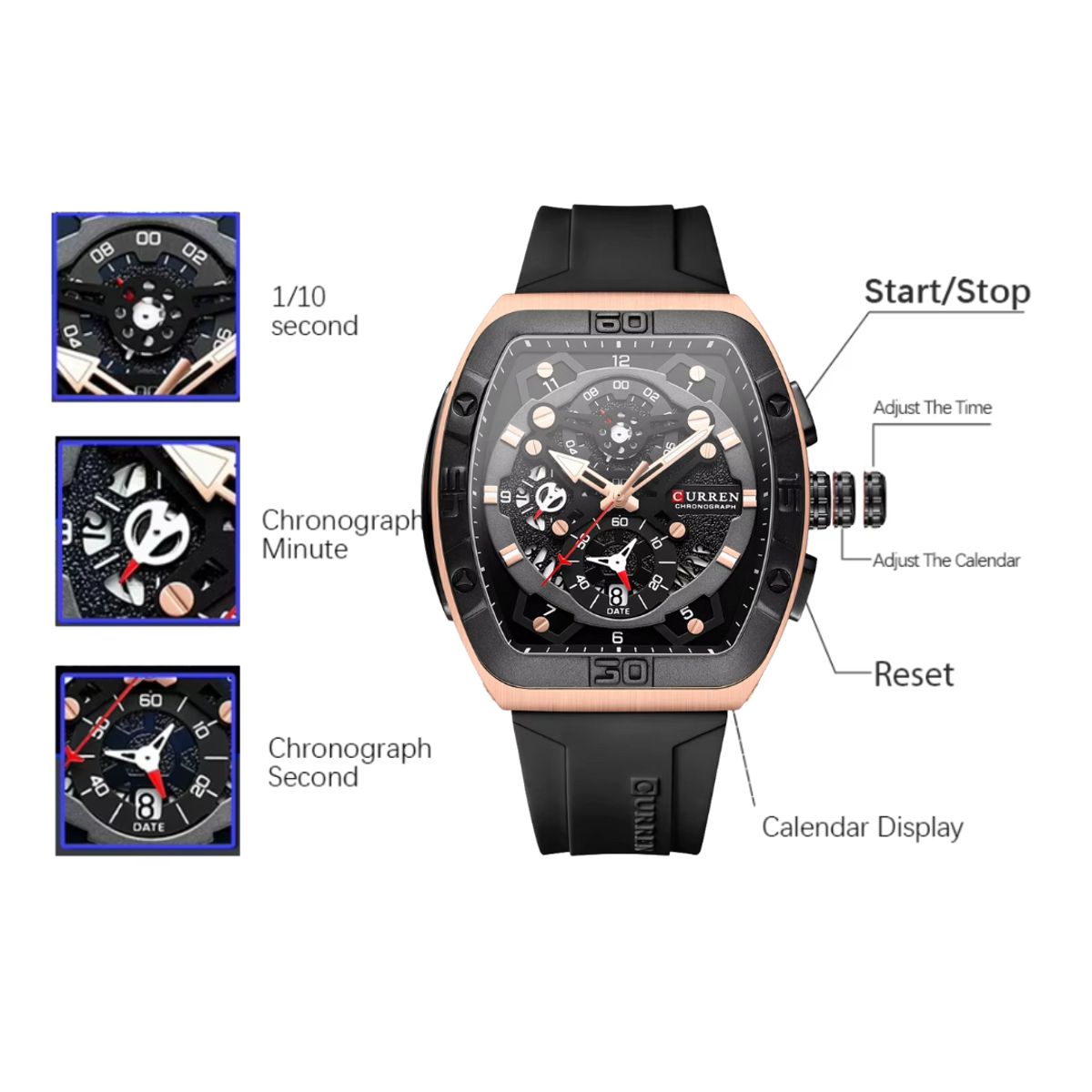 CURREN - Reloj Curren Modelo 8443 Deportivo - Negro