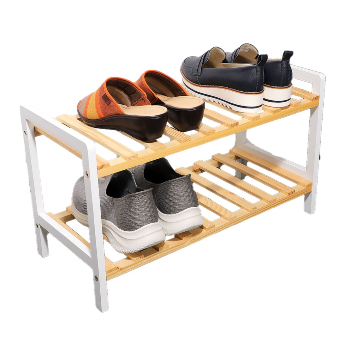 ESSENZA - Organizador de Zapatos 2 Niveles en Madera Essenza Blanco-Beige