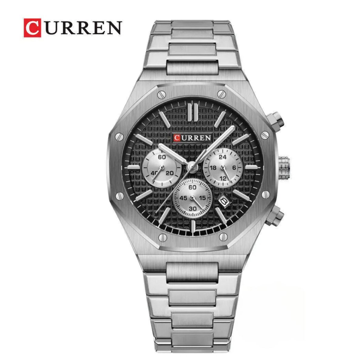 CURREN - Reloj Curren 8440 Elegante Para Caballero Plateado Tablero Negro