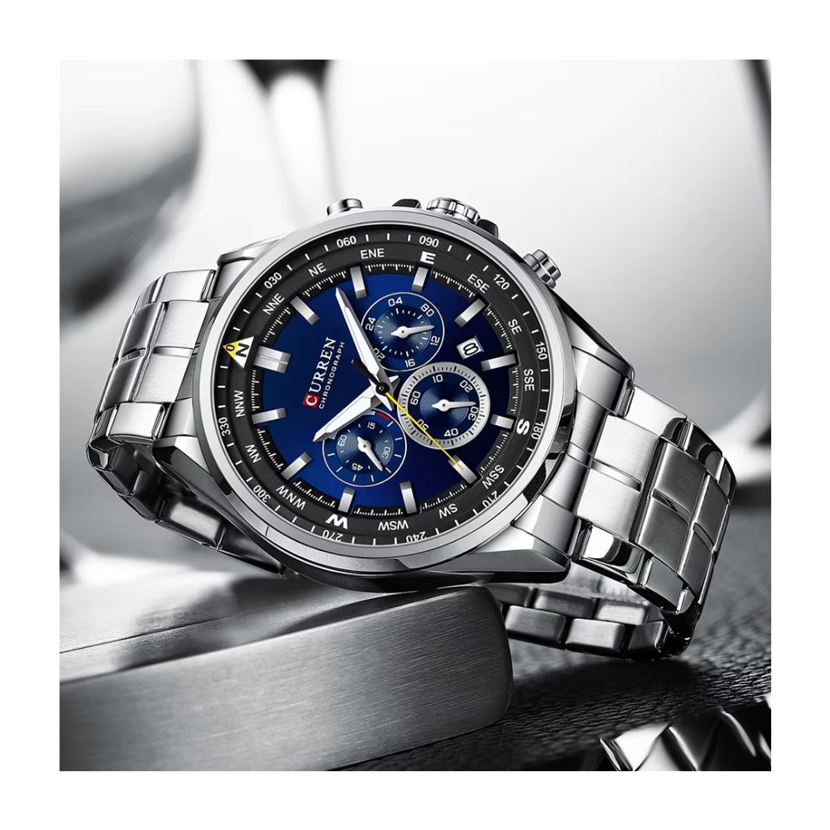 CURREN - Reloj Curren 8399 Cronógrafo Elegante Tablero Azul