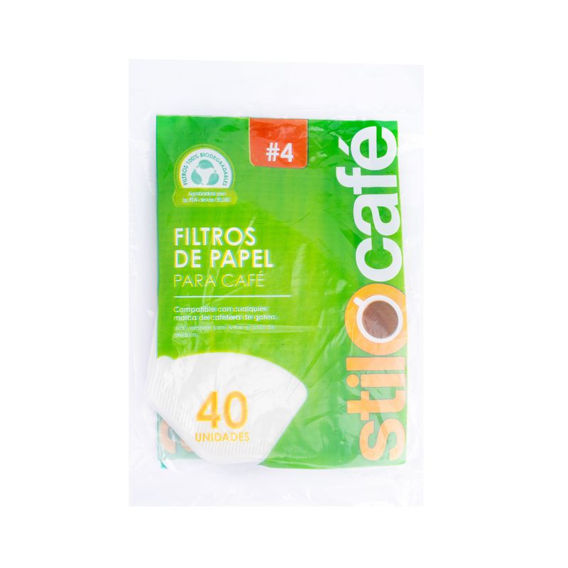 STILOCAFE - Filtro De Papel para Cafe Número 4 Stilocafe 40 Unidades