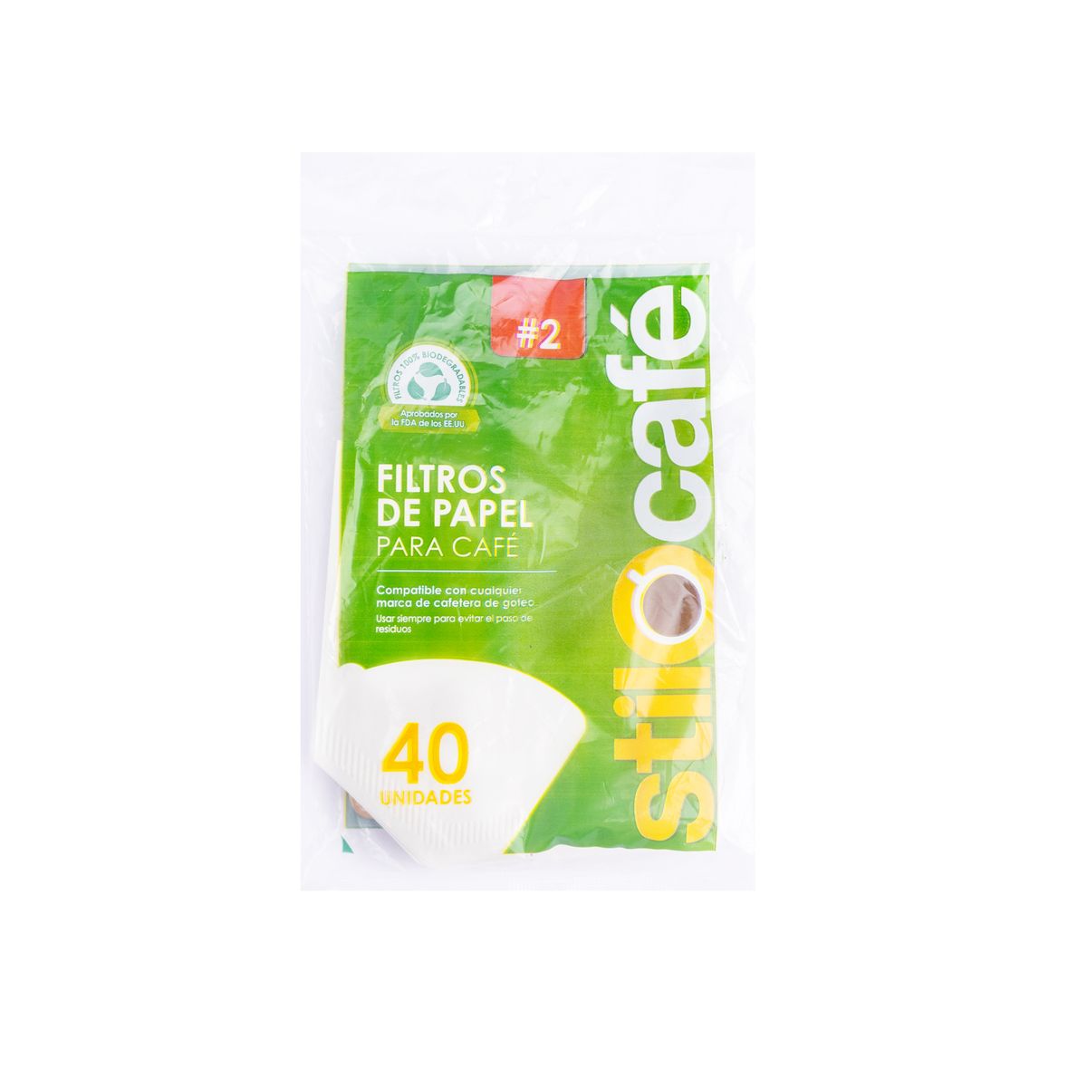 STILOCAFE - Filtro De Papel para Cafe Número 2 Stilocafe 40 Unidades