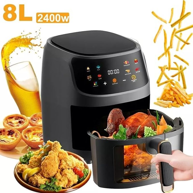 GENERICO - Freidora de aire Si  Aceite de 8L Transparente Luz interior 2400W