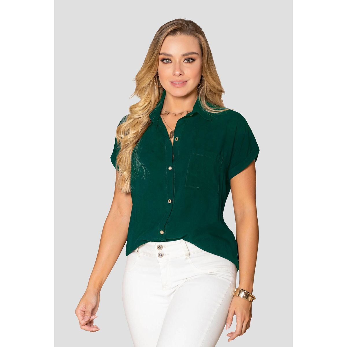 MARKETING PERSONAL - Camisa Mujer Verde Botella Mp 6135