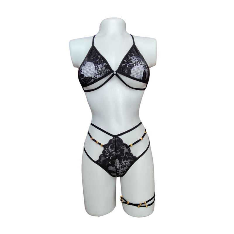 TEMPTATIONS - Lenceria conjunto ropa interior femenina liga